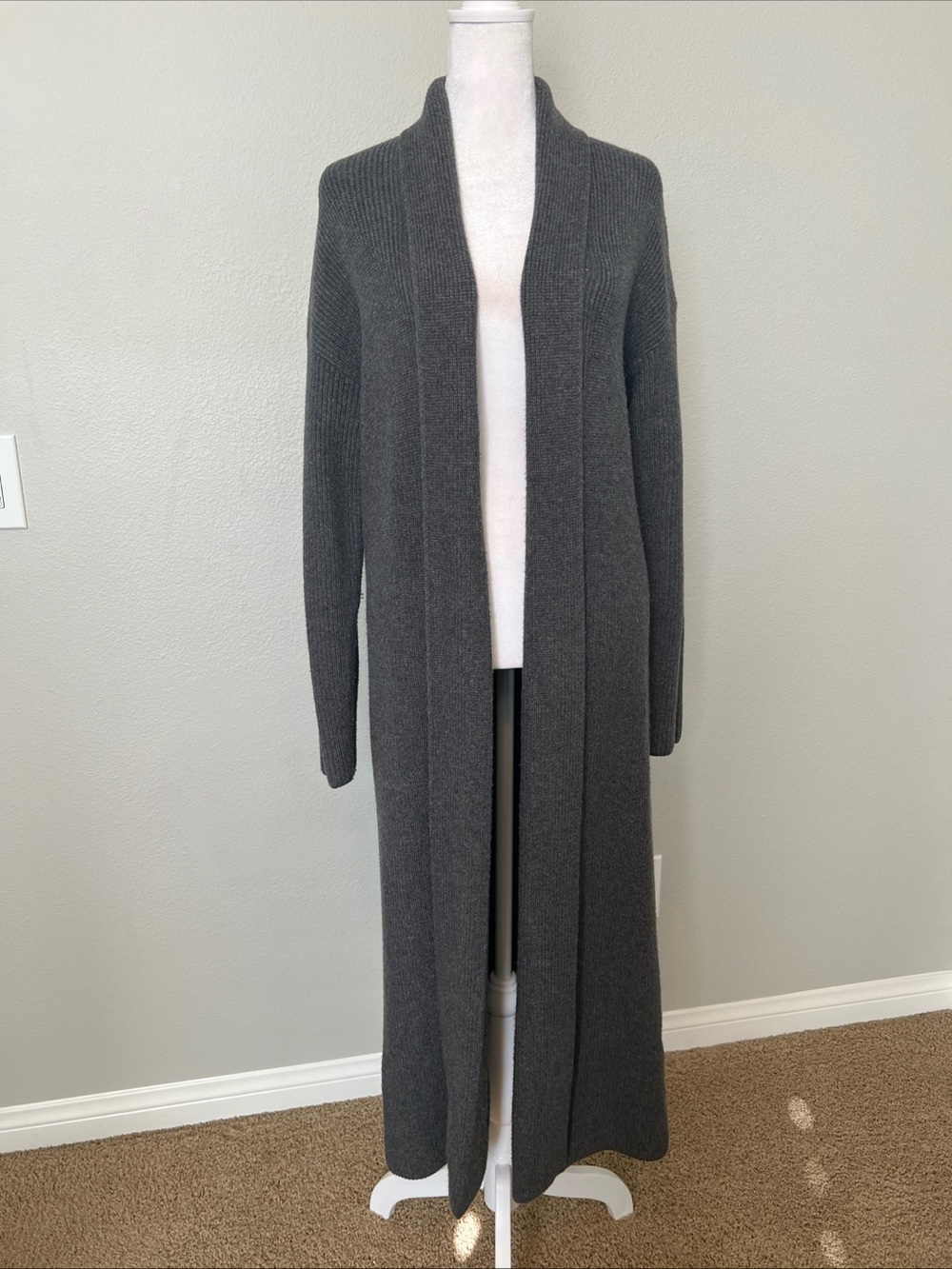 Banana Republic Dark Grey Open Front Long Maxi Duster Cardigan Sweater Size XS